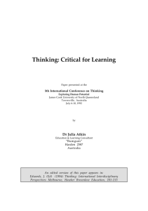 Thinking: Critical for Learning