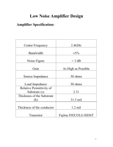 Low Noise Amplifier Design Amplifier Specification