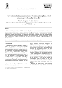 Network marketing organizations: Compensation plans