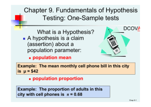 Chapter 9. Fundamentals of Hypothesis Testing: One