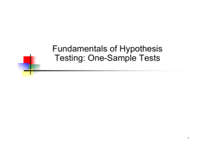 Fundamentals of Hypothesis Testing: One Sample Tests Testing