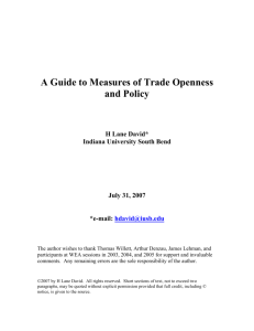A Guide to Measures of Trade Openness and Policy