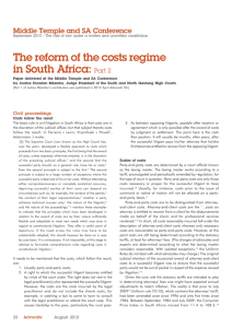 The reform of the costs regime in South Africa: Part 2