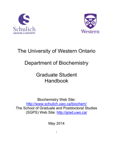 The University of Western Ontario Department of Biochemistry