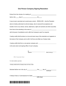 One Person Company Signing Resolution