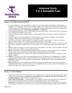 Intramural Sports 5 on 5 Basketball Rules