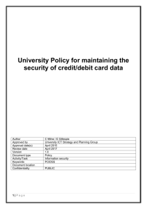 University Policy for maintaining the security of credit/debit card data