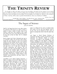The Sagan of Science - The Trinity Foundation