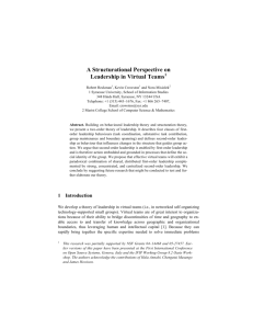 A Structurational Perspective on Leadership in Virtual Teams1