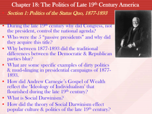 Chapter 18: The Politics of Late 19th Century
