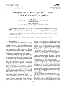 Information Goods vs. Industrial Goods