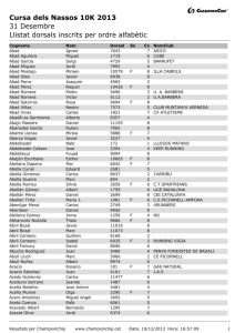 Cursa dels Nassos 10K 2013 31 Desembre Llistat dorsals inscrits