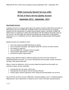 NEMS Community Benefit Services (CBS) GP Out of Hours Service