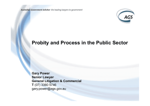 Probity and Process in the Public Sector 1