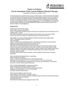 Section on Pediatrics List of Assessment Tools Used