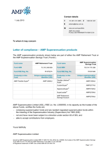 Letter of compliance – AMP Superannuation products