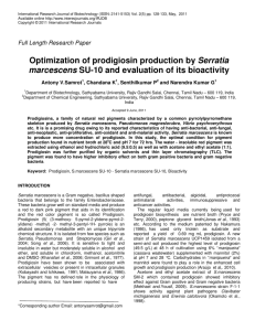 Optimization of prodigiosin production by Serratia marcescens SU
