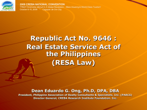 Republic Act No. 9646 : Real Estate Service Act of the