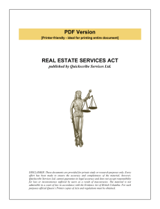 REAL ESTATE SERVICES ACT
