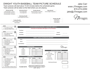 Dwight Youth Baseball Picture Schedule and Order Form