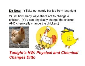 Tonight's HW: Physical and Chemical Changes Ditto