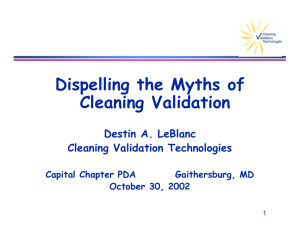 Dispelling the Myths of Cleaning Validation