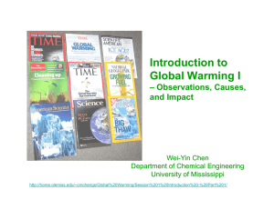 Introduction to Introduction to Global Warming I