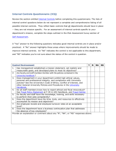 Internal Controls Questionnaire (ICQ) 2. Are faculty and staff