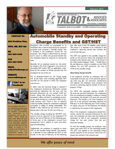 Automobile Standby and Operating Charge Benefits and GST/HST