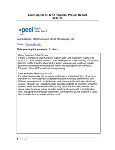 Peel District School Board L4All K-12 Regional Project Report (2013