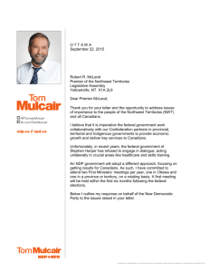 O T T A W A September 22, 2015 Robert R. McLeod Premier of the