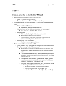 Week 4 Human Capital in the Solow Model