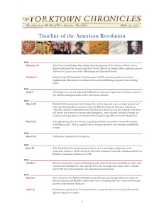 Timeline of the American Revolution