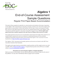 Algebra 1 EOC Assessment - Florida Department of Education