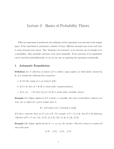 Lecture 2 : Basics of Probability Theory