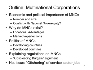 Outline: Multinational Corporations