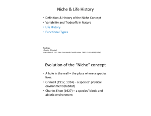 Niche & Life History Evolution of the “Niche” concept