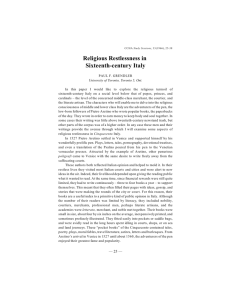Religious Restlessness in Sixteenth