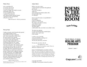 Poems in the Waiting Room Volume I, Issue 1 ()
