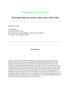 The Proper Basis for Society: John Locke