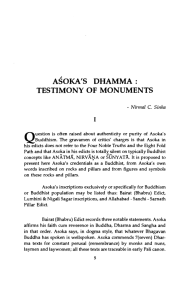 ASOKA'S DHAMMA: TESTIMONY OF MONUMENTS