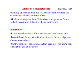Lectures 14-17 EXTERNAL MAGNETIC FIELDS