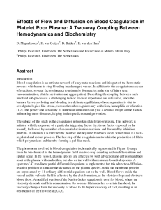 Effects of Flow and Diffusion on Blood Coagulation in Platelet Poor