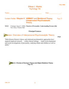 Horney and Relational Theory