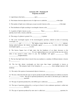 Worksheets Properties Of Light Worksheet problem set 4 ch 16 2 what is kelvin astronomy 100 worksheet 9 properties of light 1 light
