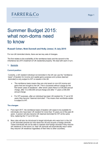 Summer Budget 2015: what non-doms need to know