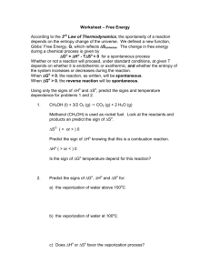 Worksheet – Free Energy According to the 3rd Law of