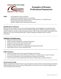 Examples of Resume Professional Summaries
