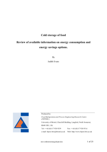 Cold storage of food Review of available information on energy