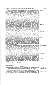 837 V of the Agricultural Adjustment Act of 1938 and related legislation